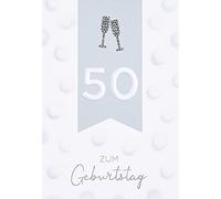 Perleberg Biglietto di compleanno con numeri Diamond - 50 - bicchieri da spumante 11,6 x 16,6 cm