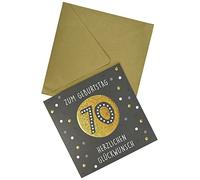 Perleberg Biglietto di compleanno con pois dorati neri per 70° compleanno con busta, 15 x 15 cm