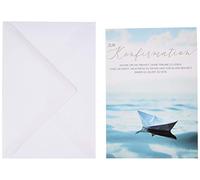 Perleberg Biglietto per cresima - Basic Classic Collection - Biglietto di auguri per cresima con motivo a barche - Biglietto per cresima con busta in colore coordinato in 11,6 x 16,6 cm