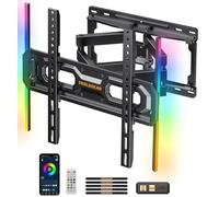 Perlegear Supporto TV Parete con Luci LED per TV da 26 a 65 Pollici Fino a 45 kg, VESA Max 400x400 mm, Rotazione, Estensione, Inclinazione e Retroilluminazione Musicale, PGMF20