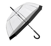 PERLETTI 26019, Ombrello Automatico Trasparente a Cupola per Donna, Resistente e antivento, in PVC con bordo nero, Diametro di 89 cm