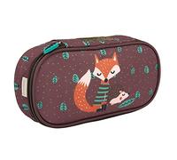 PERLETTI Astuccio Ecologico Bambina Bambino Volpe e Riccio - Astuccio Piccolo con Cerniera Materiale Riciclato - Porta Penne Matite Asilo Scuola Elementare Pratico Resistente - 5x22x10 cm (Volpe)