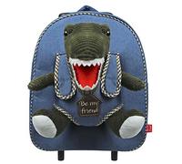 PERLETTI Borsa per la scuola materna e morbida peluche per bambini 3 4 5 anni - Mini zaino con ruote e animale Doudou rimovibile per ragazza ragazzo - Borsa per bambini con giocattolo - 29 x 32 x 11