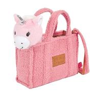 PERLETTI Borsetta Bambina Bambino con Peluche Estraibile - Borsa Morbida e Leggera Regalo Bimbi 3 4 5 6 Anni con Manici - Borsa Bambini Asilo con Pupazzo Removibile - Dimensioni 27x22x9cm (Unicorno)