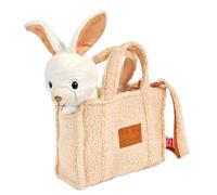 PERLETTI Borsetta Bambina Bambino Peluche Estraibile - Borsa Morbida e Leggera Regalo Bimbi 3 4 5 6 Anni con Manici - Borsa Bambini Asilo Pupazzo Removibile - Dimensioni 27x22x9cm (Coniglietto)