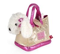 PERLETTI Borsetta Bambina con Peluche Barboncino Estraibile - Borsa Morbida e Leggera Regalo Bimba 3 4 5 6 Anni - Borsa Bambine Asilo con Cagnolino - Dimensioni 30x15x20cm (Barboncino Fiocco Rosa)