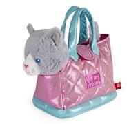 PERLETTI Borsetta Bambina con Peluche Gattino Estraibile - Borsa Morbida e Leggera Regalo Bimba 3 4 5 6 Anni con Manici - Borsa Bambine Asilo con Pupazzo Removibile - Dimensioni 30x15x20cm (Gatto)