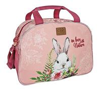PERLETTI Borsone Palestra Bambina Ecologico Coniglietto - Borsa da Viaggio Duffel Bag Materiale Riciclato Rosa Riflettente - Borsa Sport Piscina Weekend Bambine con Tracolla - 28x41,5x21cm (Coniglio)