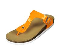 PERLETTI Ciabatte Estive da Donna Effetto Vernice Colorate - Ciabattine Ragazza per la Spiaggia Piscina Casa Regolabili - Sandali Estate Infradito Fluo Comodi e Leggeri (Arancio Infradito, 39 EU)