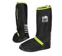 PERLETTI Copriscarpe Impermeabili Alti Neri - Copriscarpa Catarifrangenti Resistenti all'Acqua e Riutilizzabili con Suola Antiscivolo - Punta e Tallone Rinforzati - Galosce Pioggia Fango Moto in PVC
