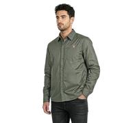 PERLETTI Giacca Camicia Impermeabile Antivento Uomo - Interno Trapuntato Leggera Versatile con Bottoni e Tasche - Giubbino Antipioggia Overshirt Morbido e Ripiegabile Taschino Interno (L, Verde)