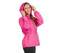 PERLETTI Giacca Impermeabile Donna Antivento Leggera - Giacca a Vento Pioggia Sportivo con Cappuccio e Dettagli Catarifrangenti - Trench Impermeabile Ragazza Antipioggia Corsa Outdoor (L, Fucsia)