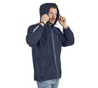 PERLETTI Giacca Impermeabile Uomo Antivento Leggera - Impermeabile Pioggia Sportivo con Cappuccio e Dettagli Catarifrangenti - Trench Giacca a Vento Uomo Antipioggia Corsa Trekking Outdoor (S, Blu)