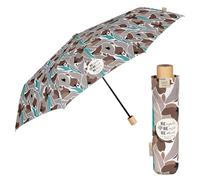 PERLETTI GREEN Ombrello Pieghevole Ecosostenibile Antivento Donna - Ombrello Mini Tessuto Riciclato Manico Legno Biodegradabile - Ombrellino da Viaggio Eco Sostenibile Resistente (Acquerello Marrone)