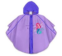 PERLETTI Mantellina Pioggia Bambina con Sirenetta - Impermeabile Antipioggia Bimba Viola - Mantella Sirena con Cappuccio e Bottoni - Poncho Bimbe con Dettagli Catarifrangenti (Viola, 3-6 Anni)