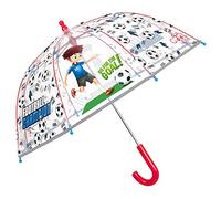 PERLETTI Ombrello Bambini Trasparente 3 4 5 Anni - Ombrello Pioggia Lungo Bambino Bambina a Cupola Antivento - Ombrellino Bimbo Asilo Resistente con Apertura di Sicurezza - Diametro 64 cm (Football)