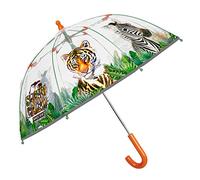 PERLETTI Ombrello Bambini Trasparente 3 4 5 Anni - Ombrello Pioggia Lungo Bambino Bambina a Cupola Antivento - Ombrellino Bimbo Asilo Resistente con Apertura di Sicurezza - Diametro 64 cm (Safari)