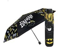 PERLETTI Ombrello Batman Pieghevole Bambino Mini - Ombrello Piccolo Bimbo con Apertura Manuale Nero e Giallo da Viaggio - Ombrellino Bambini Antivento Leggero Portatile Resistente - Diametro 91cm