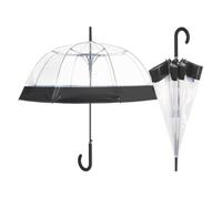 PERLETTI Ombrello Donna Lungo A Cupola Parapioggia Trasparente Automatico Con Bordo Nero