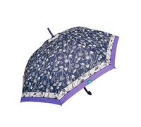 PERLETTI Ombrello Donna Lungo Automatico Tris di Fantasie Viola su Fondo Nero