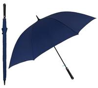 PERLETTI Ombrello lungo automatico 132 cm di diametro. Colore blu navy. Tessuto in microfibra, struttura e aste in fibra di vetro, antivento