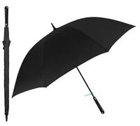 PERLETTI Ombrello lungo automatico 132 cm di diametro. Colore nero. Tessuto in microfibra, struttura e aste in fibra di vetro, antivento Promozione, colorato, único, Casual