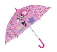 PERLETTI Ombrello Minnie con Fiocco Arcobaleno per Bambina 3 4 5 anni - Ombrello Disney Apertura Manuale Anti Vento Bimba - Ombrellino Lungo Fantasia Minnie Mouse - Diametro 66 cm