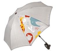 PERLETTI Ombrello Passeggino Parasole Universale Anti UV - Ombrellino da Sole Pioggia per Bambino Neonato con Stampa Animali - Mini Ombrellino Manuale per Carrozzina - Diametro 68 cm (Beige)
