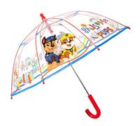 PERLETTI Ombrello Paw Patrol Trasparente Bambino 3 4 5 Anni - Ombrello Squadra dei Cuccioli Chase Marshall Rubble - Ombrellino Lungo Bimbo con Apertura Manuale di Sicurezza - Diametro 64 cm (Rosso)