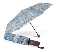 PERLETTI Ombrello Pieghevole Antivento Donna Pitonato - Ombrello Compatto da Borsa Resistente Apri Chiudi Automatico - Ombrellino Ragazza da Viaggio Robusto - Diametro 98 cm (Pitone Azzurro)