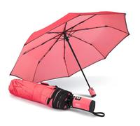 PERLETTI Ombrello Pieghevole Antivento Donna Tinta Unita - Ombrello Compatto da Borsa Resistente Apri Chiudi Automatico - Ombrellino Ragazza da Viaggio Robusto - Diametro 98 cm (Fucsia Fluo)
