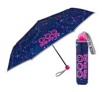 PERLETTI Ombrello Pieghevole Bambina con Emoji - Ombrello Piccolo Antivento Bimba 7+ Anni Blu Fucsia Portatile - Ombrellino Resistente Smile con Apertura Manuale Sicura - Diametro 91 cm (Emoji Rosa)