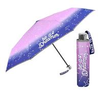 PERLETTI Ombrello Pieghevole Bambina con Farfalle Bianche e Viola - Ombrellino Rosa Bimba Portatile - Robusto Antivento con Apertura Manuale - Sicuro 5 6 7 Anni - Diametro 91 cm