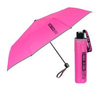 PERLETTI Ombrello Pieghevole Bambina Tinta Unita Fluo - Ombrellino Antivento Compatto Rosa Bimba Portatile - Ombrello Bambini 7+ Anni con Apertura Manuale di Sicurezza - Diametro 91 cm (Rosa Fluo)