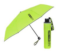 PERLETTI Ombrello Pieghevole Bambino Tinta Unita Fluo - Ombrellino Antivento Compatto Verde Bimbo Portatile - Ombrello Bambini 7+ Anni con Apertura Manuale di Sicurezza - Diametro 91 cm (Verde Fluo)