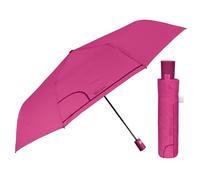 PERLETTI Ombrello Pieghevole Donna Tinta Unita - Ombrellino Antivento Compatto Resistente Portatile - Ombrello Piccolo Ragazza Elegante Mini da Borsa - Apertura Automatica - Diametro 96 cm (Magenta)