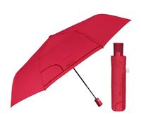 PERLETTI Ombrello Pieghevole Donna Tinta Unita - Ombrellino Antivento Compatto Resistente Portatile - Ombrello Ragazza Mini da Borsa Viaggio - Apertura Automatica - Diametro 96 cm (Rosso Ibisco)