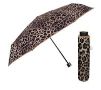 PERLETTI Ombrello Pieghevole Leopardato Piccolo Antivento - Mini Ombrello Tascabile Donna da Borsa Viaggio Maculato - Ombrellino Pioggia Portatile Resistente Animalier (Maculato Grigio, Manuale)