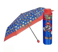 PERLETTI Ombrello Pieghevole Super Mario Bros Bambino - Ombrello Piccolo Antivento Bimbo con Apertura Manuale - Ombrellino Portatile Compatto Mini Supermario Bambini 5 6 7 Anni - Diametro 91 cm
