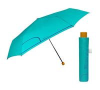 PERLETTI Ombrello Pieghevole Super Slim Manuale Uomo Donna - Ombrello Mini da Viaggio Antivento - Ombrellino Piccolo da Borsa Resistente Leggero Tinta Unita - Diametro 91 cm (Azzurro)