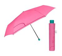 PERLETTI Ombrello Pieghevole Super Slim Manuale Uomo Donna - Ombrello Mini da Viaggio Antivento - Ombrellino Piccolo da Borsa Resistente Leggero Tinta Unita - Diametro 91 cm (Rosa)