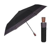 PERLETTI Ombrello Pieghevole Uomo Automatico - Ombrello Antivento Piccolo Portatile Elegante Leggero - Ombrello Mini Resistente Pioggia Portatile da Zaino - Diametro 96 cm (Bordo Scozzese Marrone)