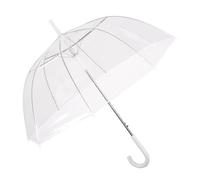 PERLETTI Ombrello Sposa Trasparente Pioggia Lungo - Ombrello Cupola Matrimonio Eventi Antivento con Manico Bianco - Ombrello Donna Classico da Cerimonia Automatico - Diametro 86 cm (Trasparente)