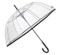 PERLETTI Ombrello Trasparente Automatico da Donna - Ombrello Antivento Lungo a Cupola Classico con Profilo Nero - Grande Resistente Leggero da Pioggia Adulto - Diametro 89 cm (Bordo Nero)