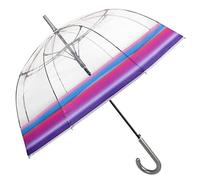 PERLETTI Ombrello Trasparente Automatico Donna - Ombrello Lungo a Cupola Pioggia - Resistente Antivento Grande - Struttura in Fibra di Vetro - Diametro 89 cm