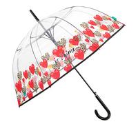 PERLETTI Ombrello Trasparente Automatico Donna - Ombrello Lungo a Cupola Pioggia - Resistente Antivento Grande - Struttura in Fibra di Vetro - Diametro 89 cm