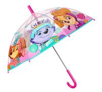 PERLETTI Ombrello Trasparente Bambini 3 4 5 Anni con Apertura Manuale - Ombrellino Bambina Paw Patrol Antivento - Ombrello Pioggia Bimba a Cupola Resistente Skye Everest - Diametro 69 cm (Rosa)