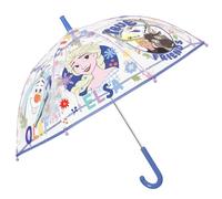 PERLETTI Ombrello Trasparente Frozen Bambina Lungo - Ombrello a Cupola Bimba Resistente Elsa Olaf Leggero - Ombrello Disney Bambine 4 5 6 Anni Apertura Manuale Sicurezza - Diametro 69 cm (Manico Blu)