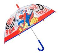 PERLETTI Ombrello Trasparente Spiderman Bambino - Ombrellino Cupola Spider Man Bimbo 3 4 5 6 Anni Lungo con Apertura Manuale - Ombrello Antivento Leggero Uomo Ragno per Bambini - Diametro 69 cm