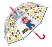 PERLETTI Ombrello Trasparente Super Mario Bambino 3 4 5 6 Anni - Ombrellino Bimbo Scuola Materna Apertura Manuale di Sicurezza - Ombrello Antivento Lungo Ultra Leggero Bambini - Diametro 69 cm